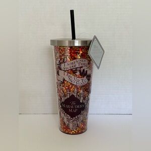 NEW Harry Potter I Solemnly Swear Marauder’s Map Glitter Tumbler Brown 20 Oz OS